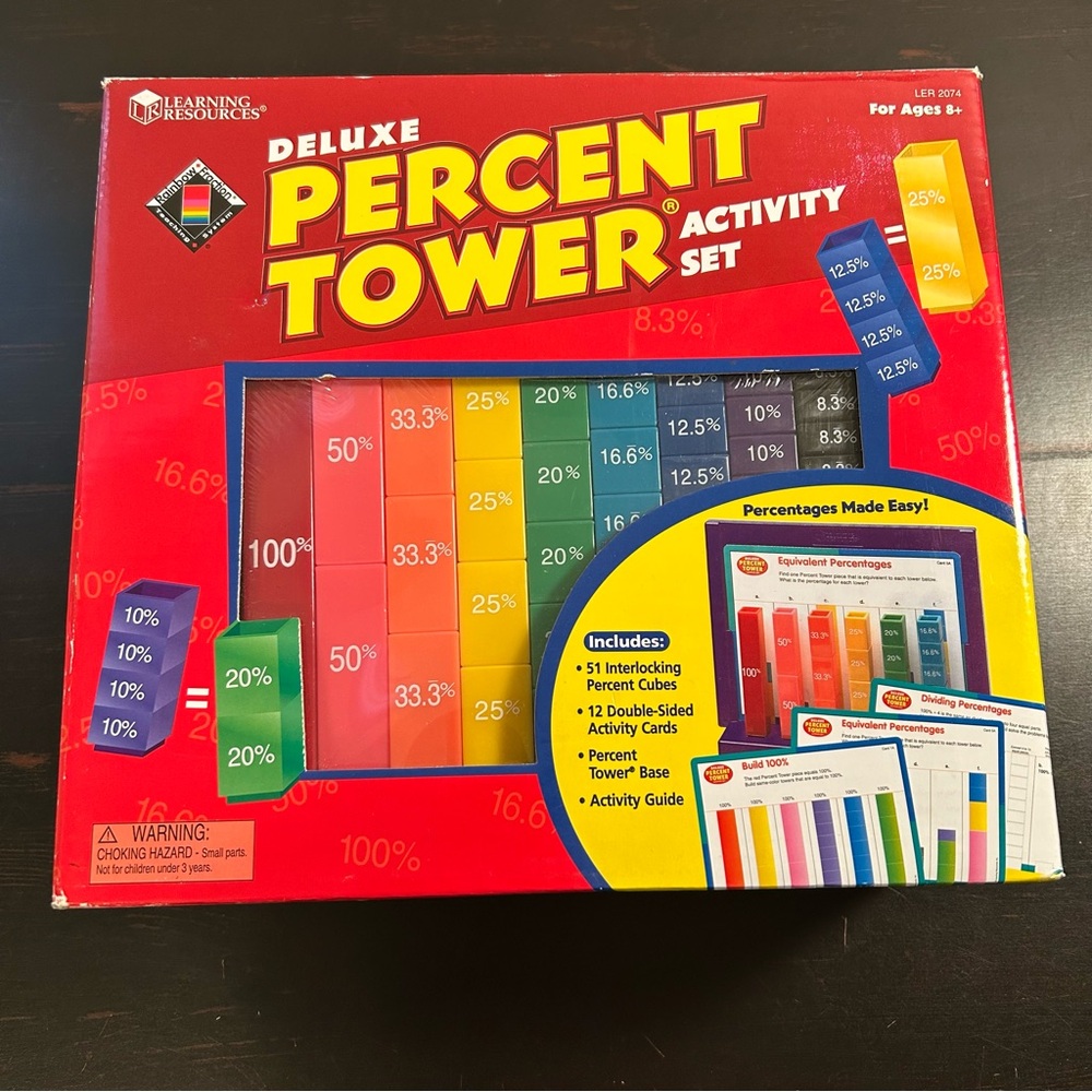 Learning Resources Deluxe Percent Tower Activity Set LER 2074 Homeschooling New